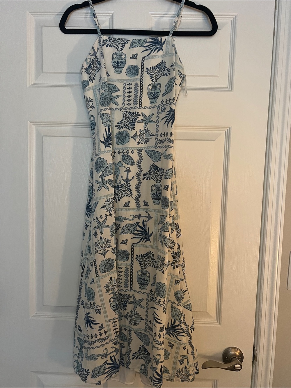 Women’s Cream and Blue Printed Summer Dress